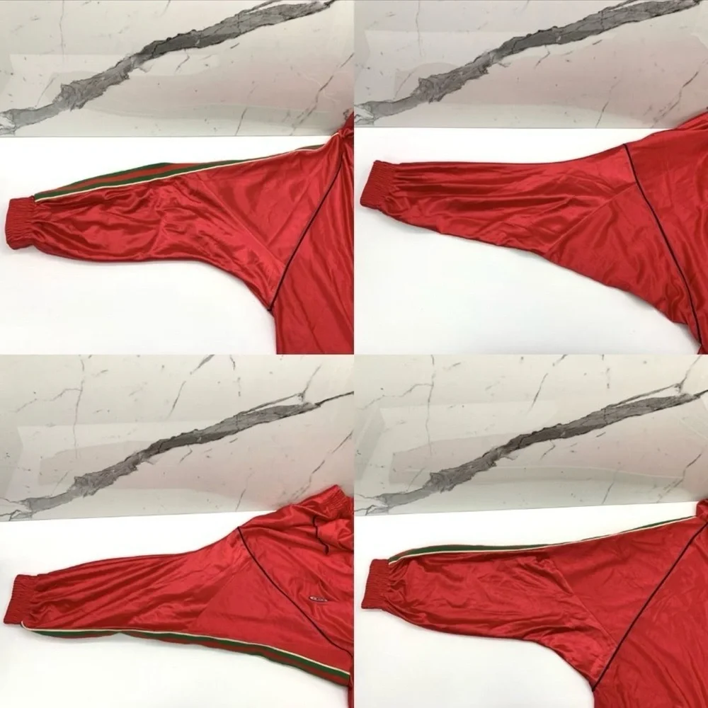 Gucci Shiny Jersey Hooded Sweatshirt With Web 'Red'